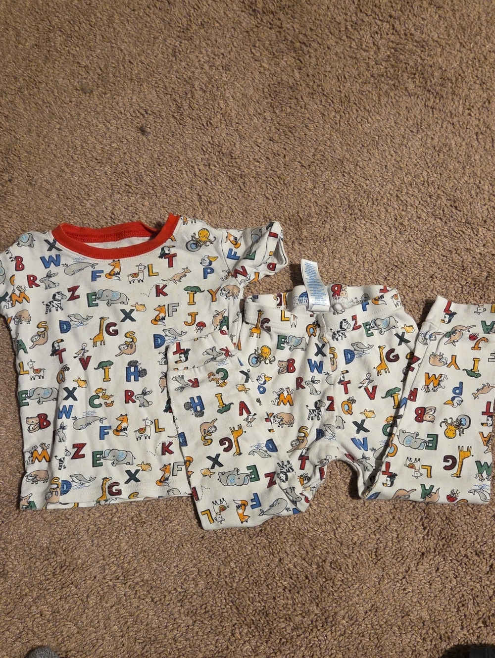 Kids Alphabet Animal Pajama Set - White with Multicolor Letters